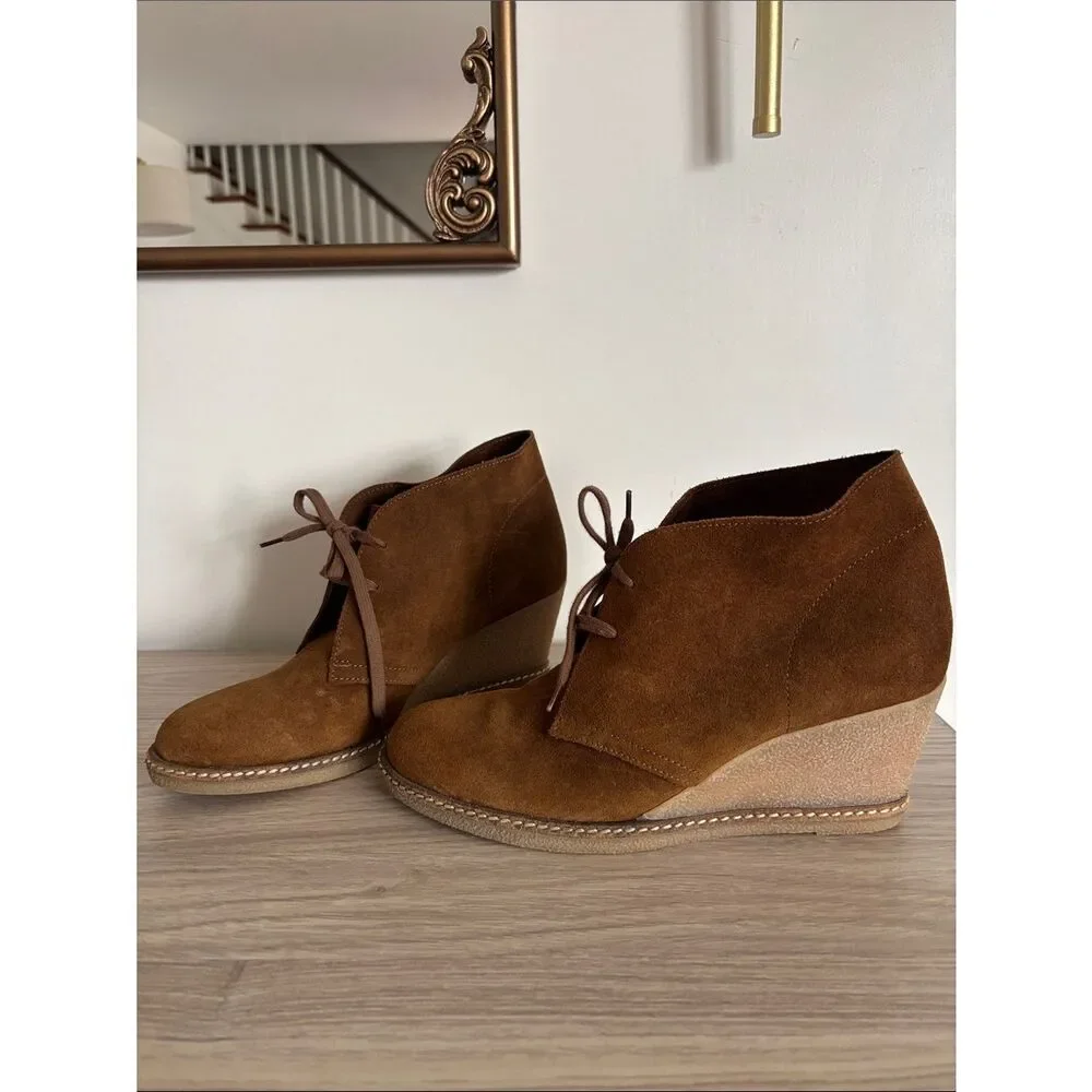 Jcrew“MacAlister” Brown Tan Wedge Chukka Style Ankle Boots Size 10